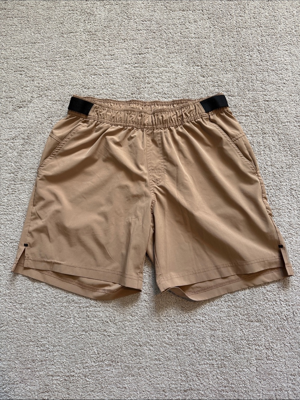 Men's Athletic Quick-Dry Tan Shorts with Elastic Waist